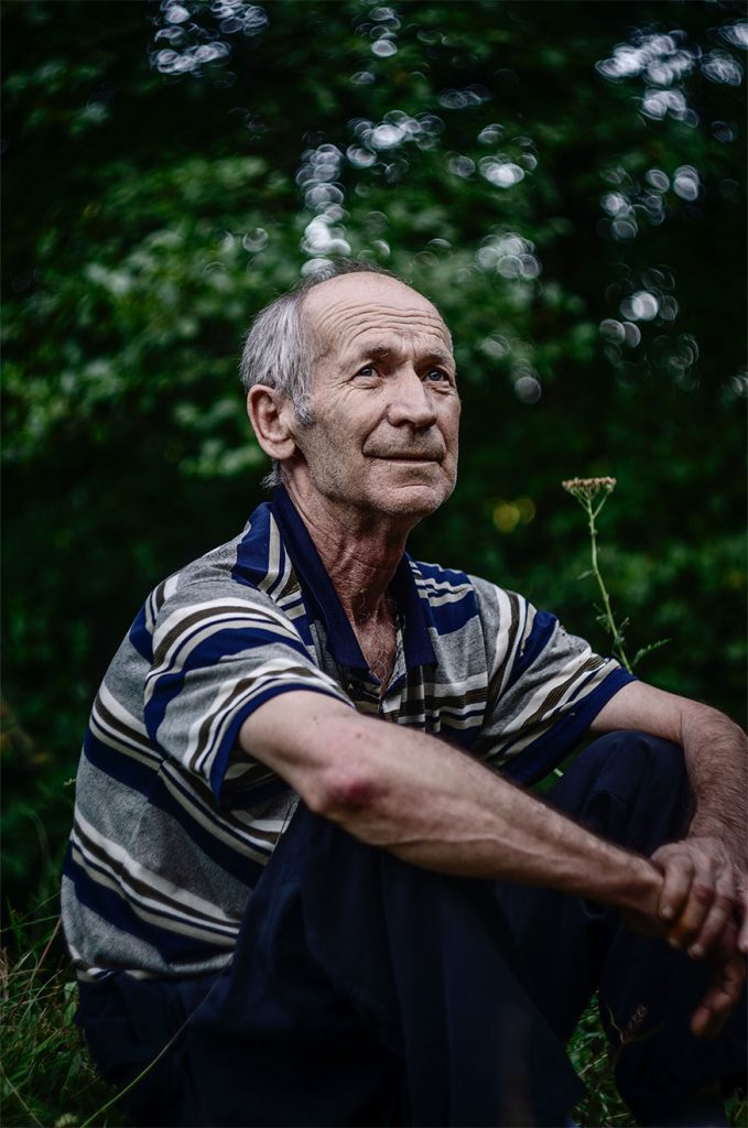 resident sitting in the garden